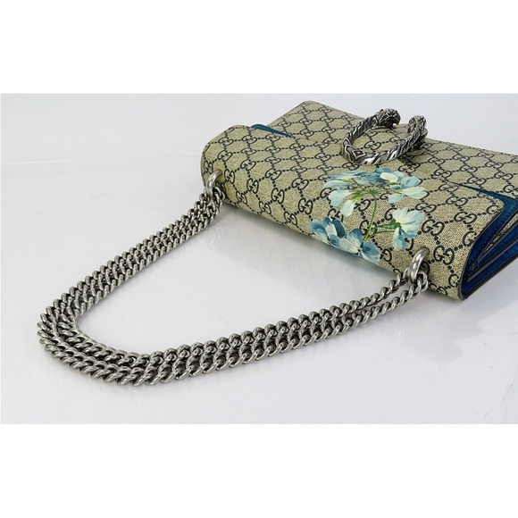 Gucci Beige and Blue GG Floral Shoulder Bag - Picture 11 of 16